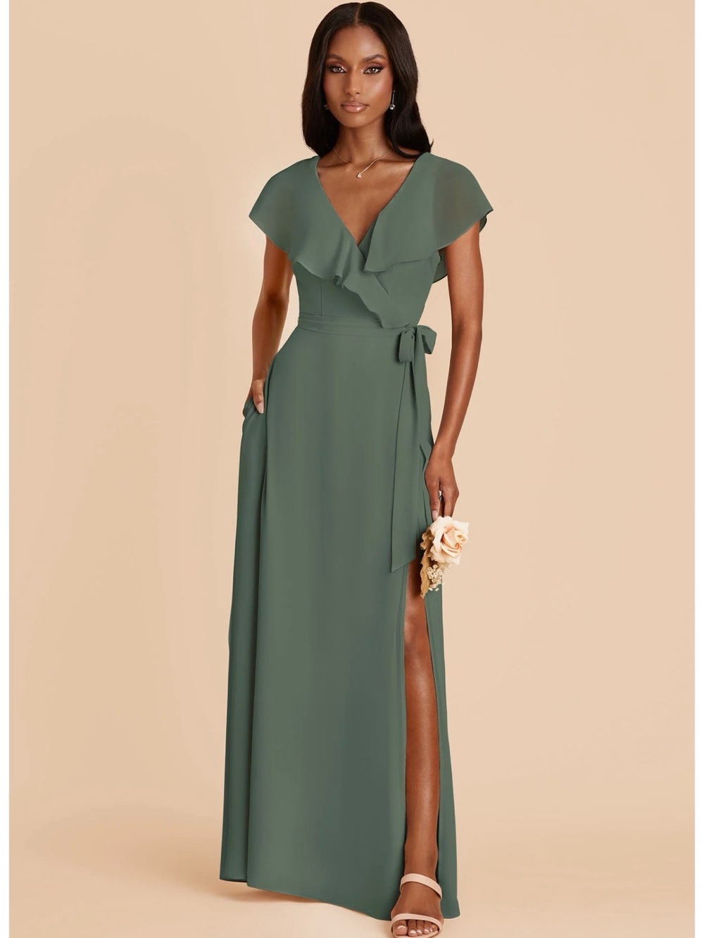 Birdy Grey Jackson Dress - Bridesmaid Wrap Maxi Dress with Ruffle V-Neck